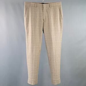 VINCE Size 32 Beige Taupe Plaid Cashmere Wool Tapered Casual Pants